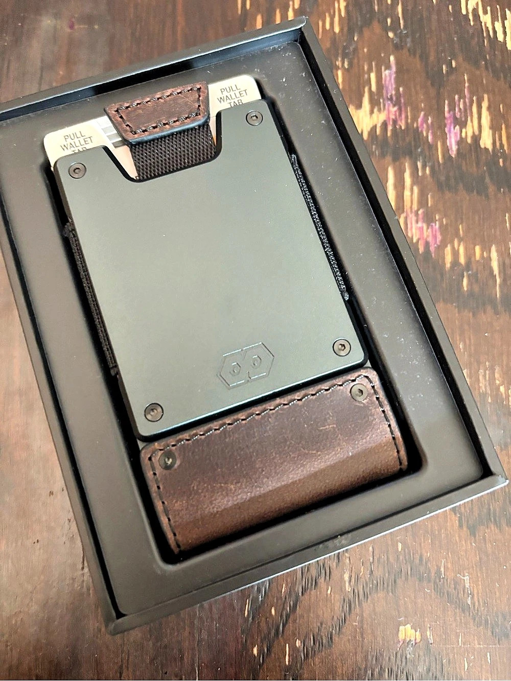 The Original Proof Wallet The Founder Leather Wallet in dark gunmetal NWT